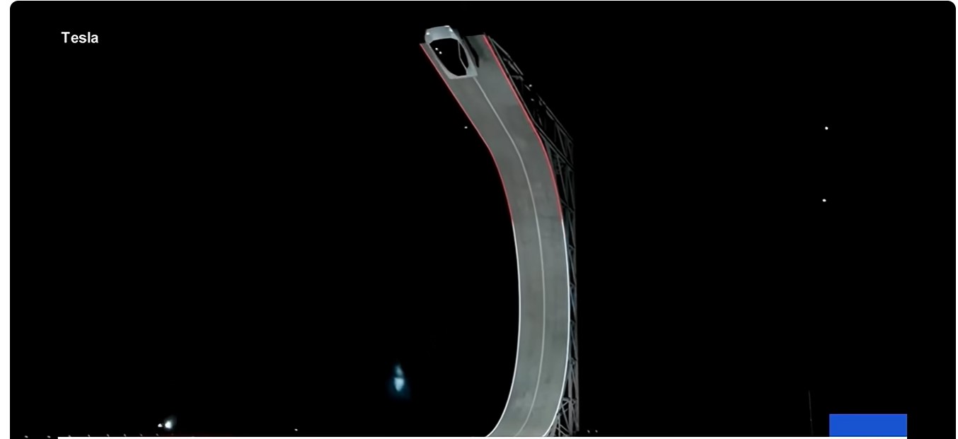 The Roadster climbs the curved ramp at Tesla's Oct. 15 unveiling in Texas
