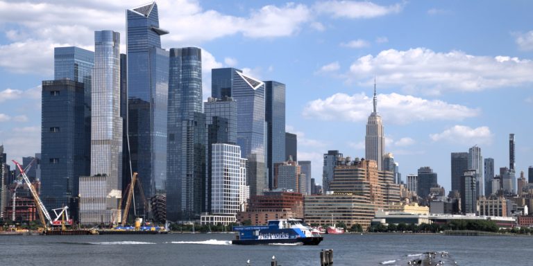 Hudson Yards and Midtown Manhattan skyline across the Hudson River