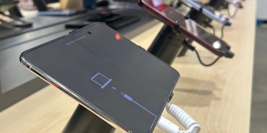 Smartphones on display